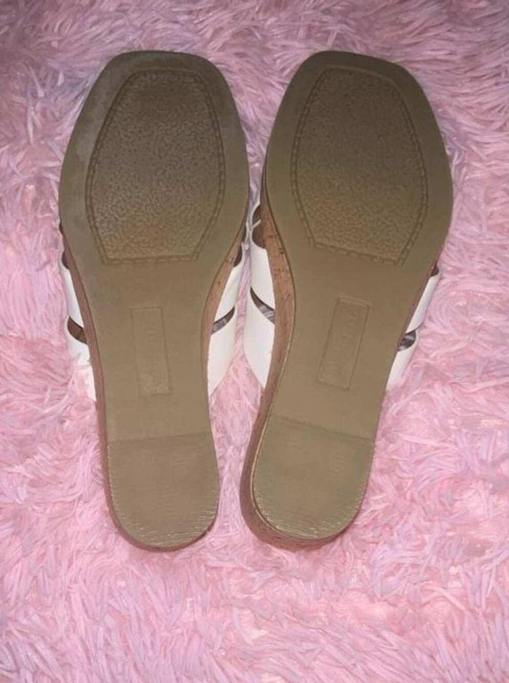 White Mountain Wedge Sandals White Cross Strap Cork Slide - Picture 9 of 9